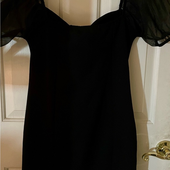 Blāshe Mini Black Dress with Ruffled Sheer Arms - Picture 5 of 5